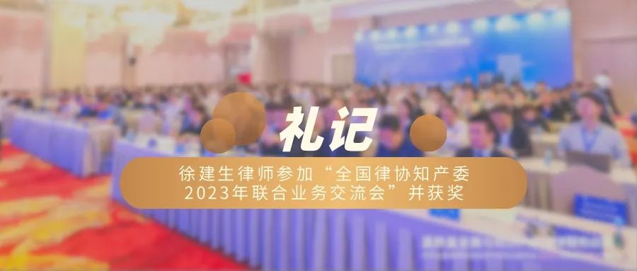 勤耕IP路，成果方显功——徐建生律师参加“全国律协知产委2023年联合业务交流会”并获奖